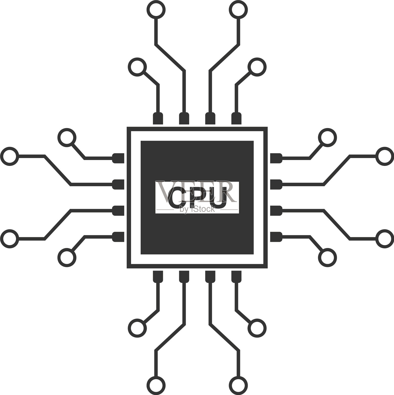 计算机芯片和电子电路图标插画图片素材