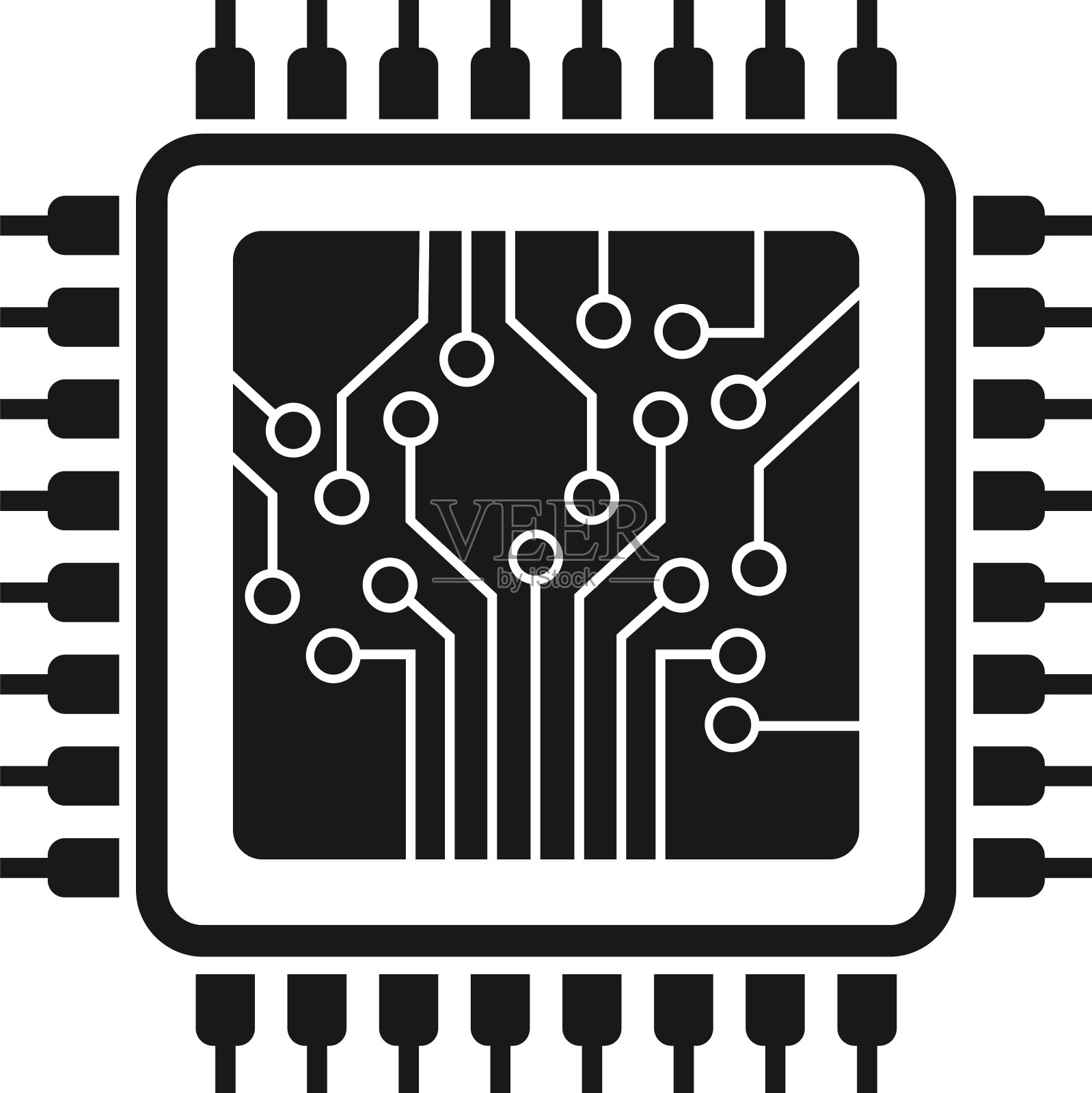 计算机芯片和电子电路图标插画图片素材