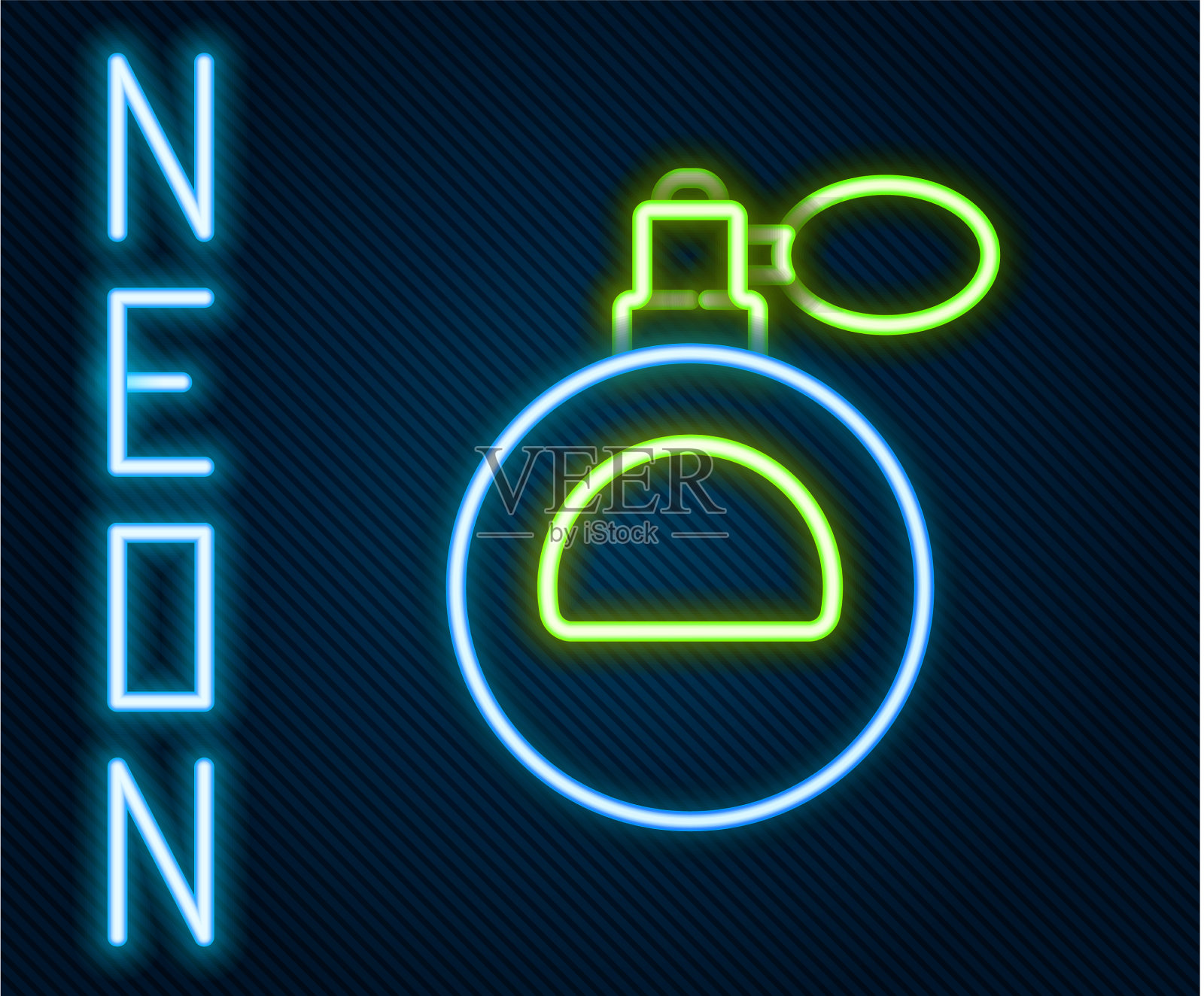 发光的霓虹线香水图标孤立在黑色插画图片素材