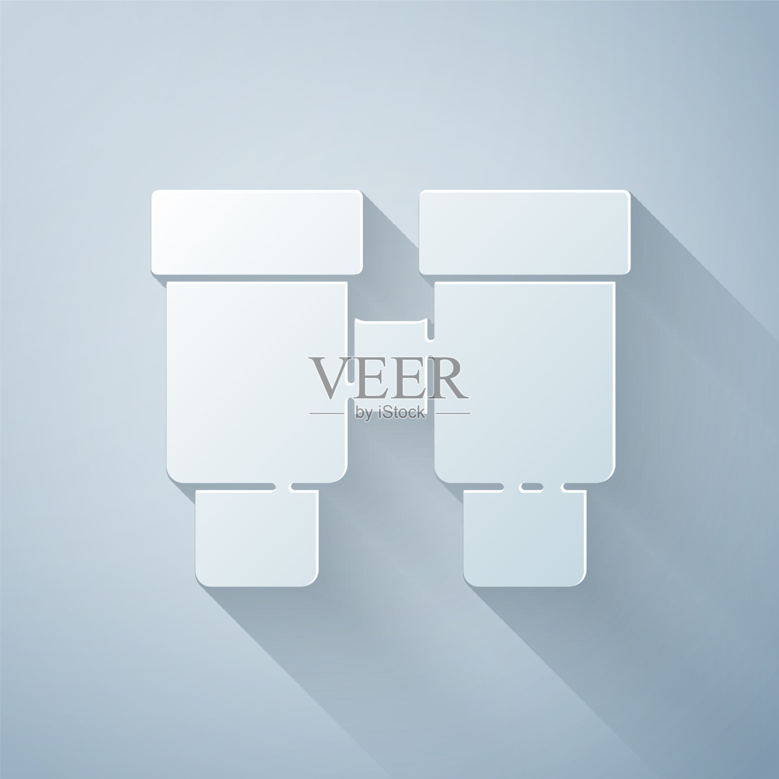 剪纸双目望远镜图标孤立在灰色插画图片素材