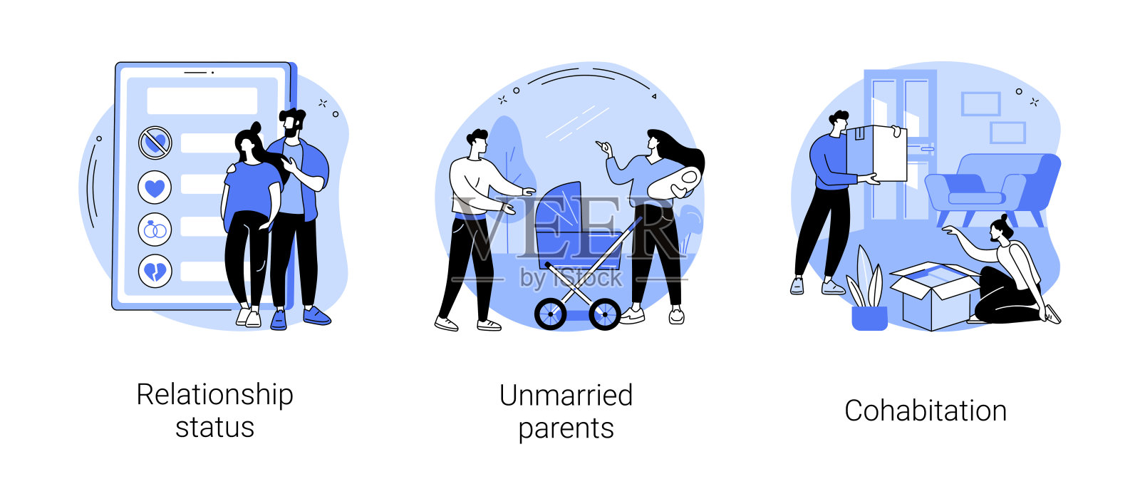 浪漫关系抽象概念矢量插图。设计元素图片