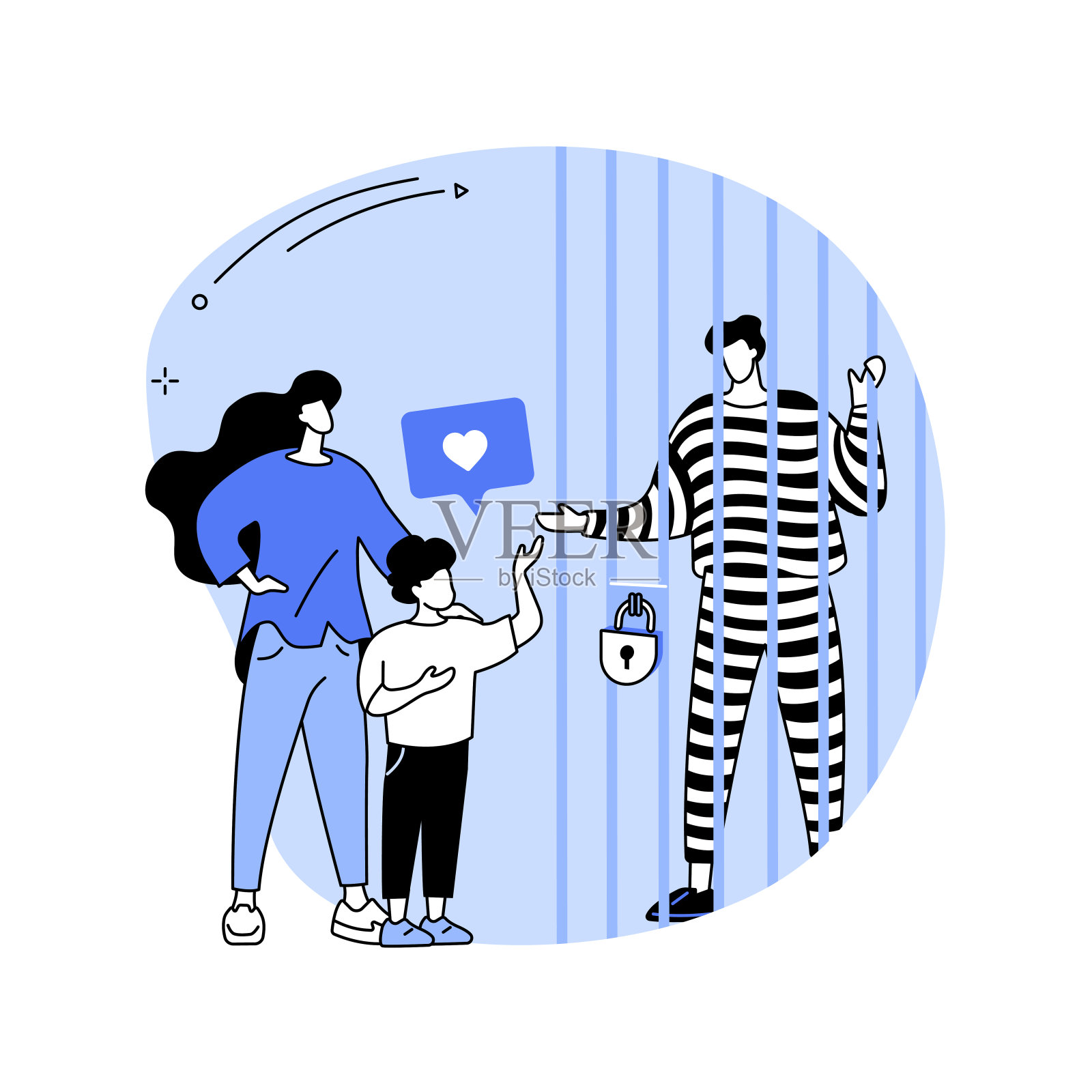 监狱中的父亲抽象概念矢量插图。插画图片素材