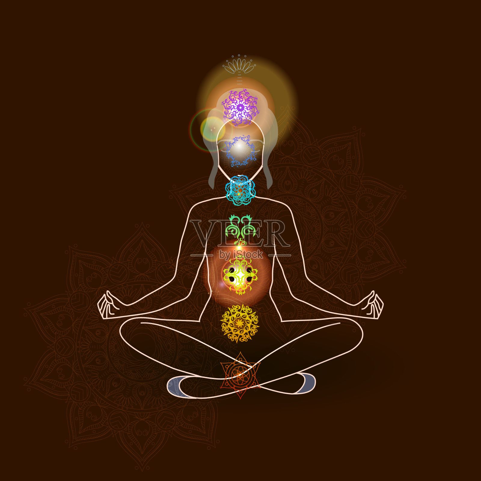 灵气和脉轮冥想插画图片素材