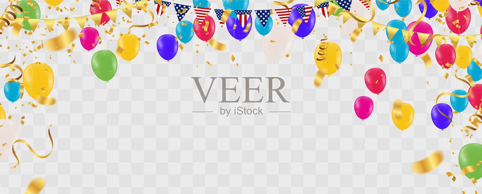 美丽的背景与五颜六色的气球飞插画图片素材