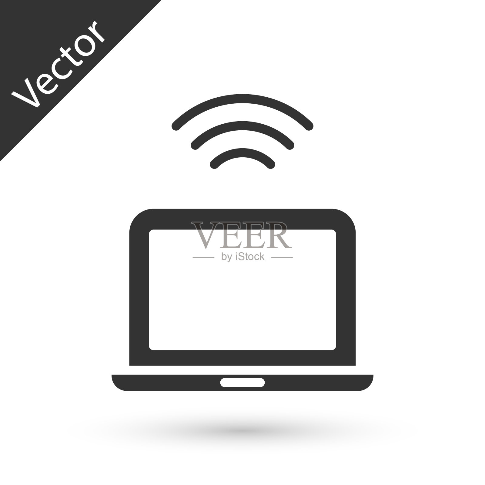 灰色无线笔记本电脑图标隔离在白色图标素材