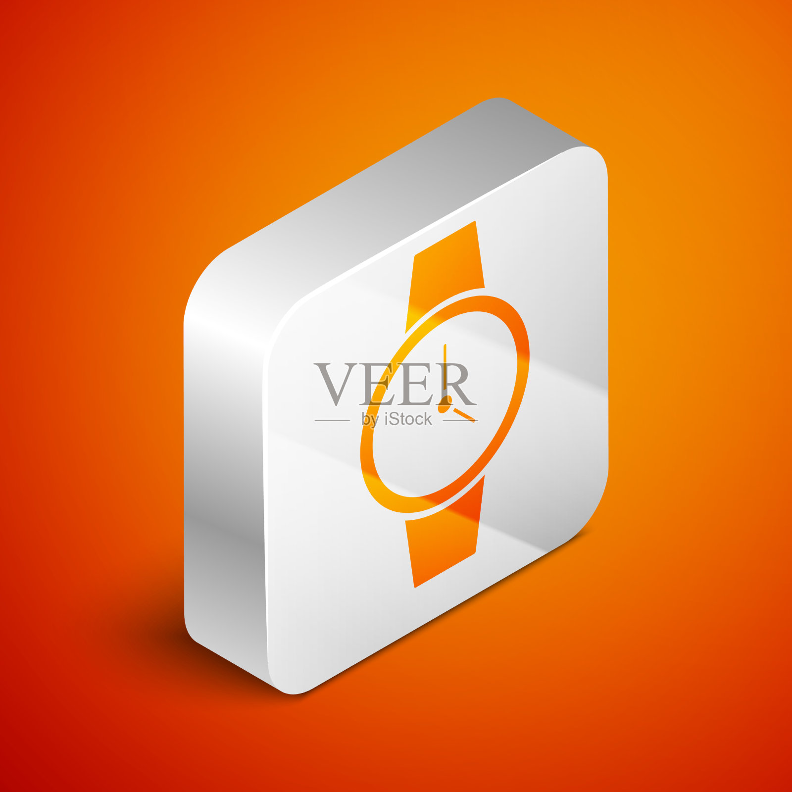 等距腕表图标隔离在橙色插画图片素材