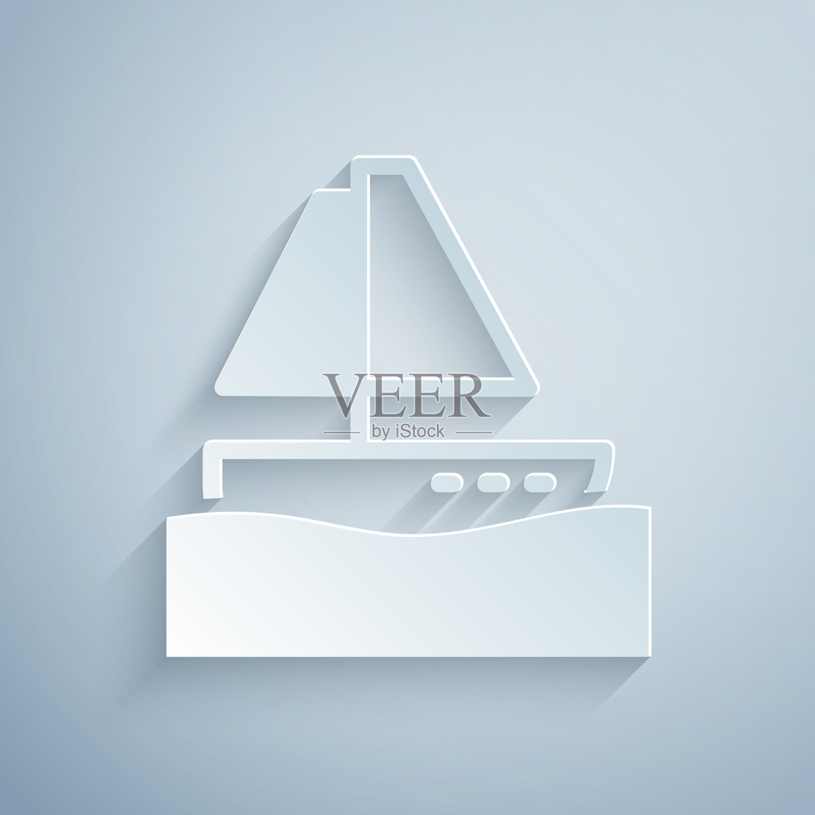 剪纸游艇帆船或帆船的图标插画图片素材