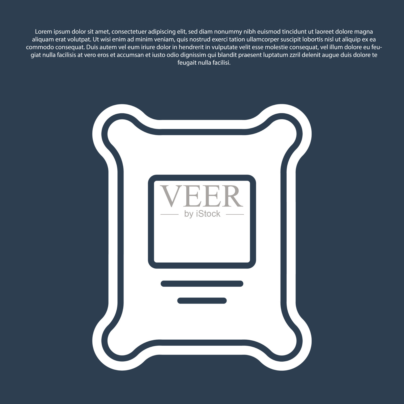 蓝线肥料袋图标孤立在蓝色上图标素材