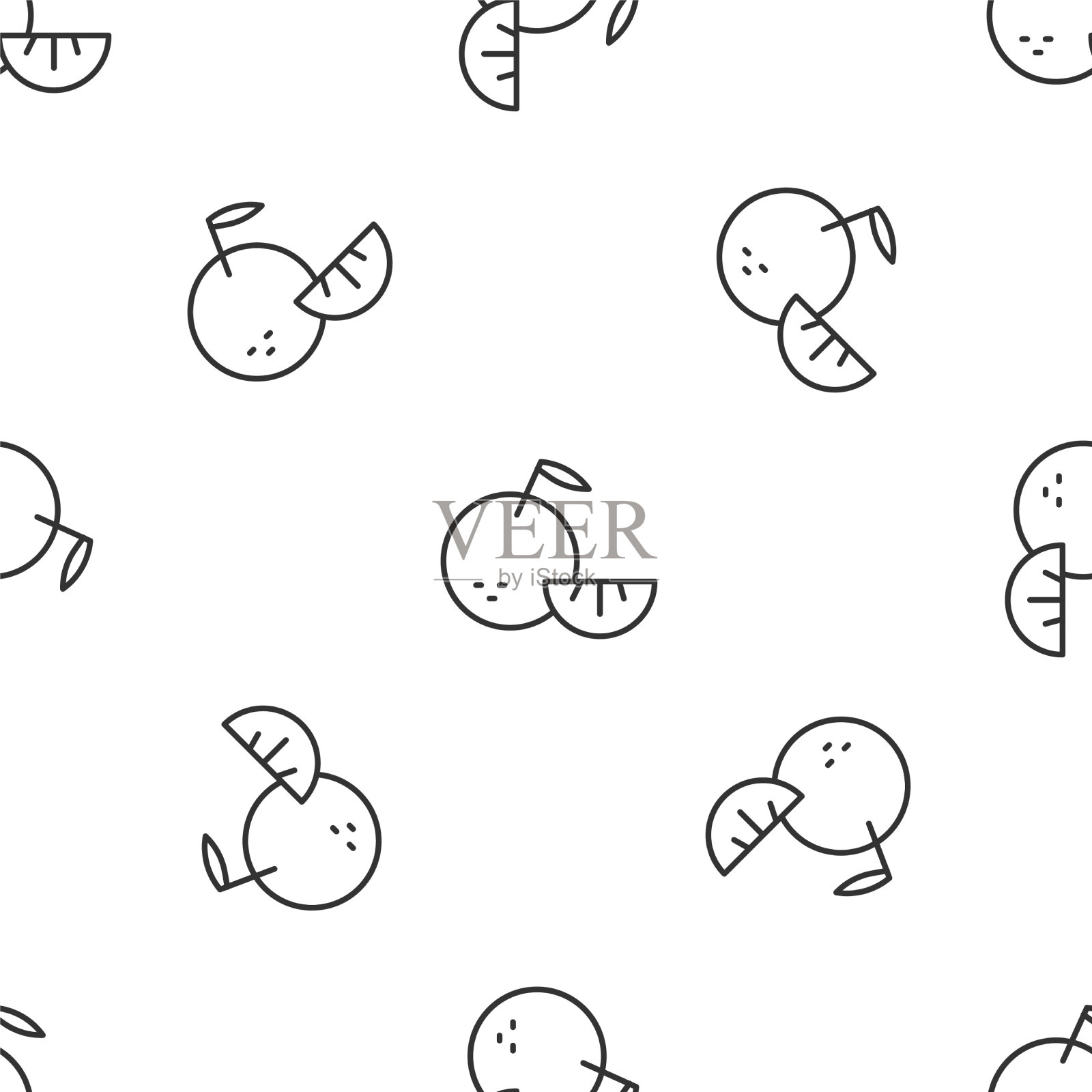 灰色线条的柑橘果品孤立无间插画图片素材