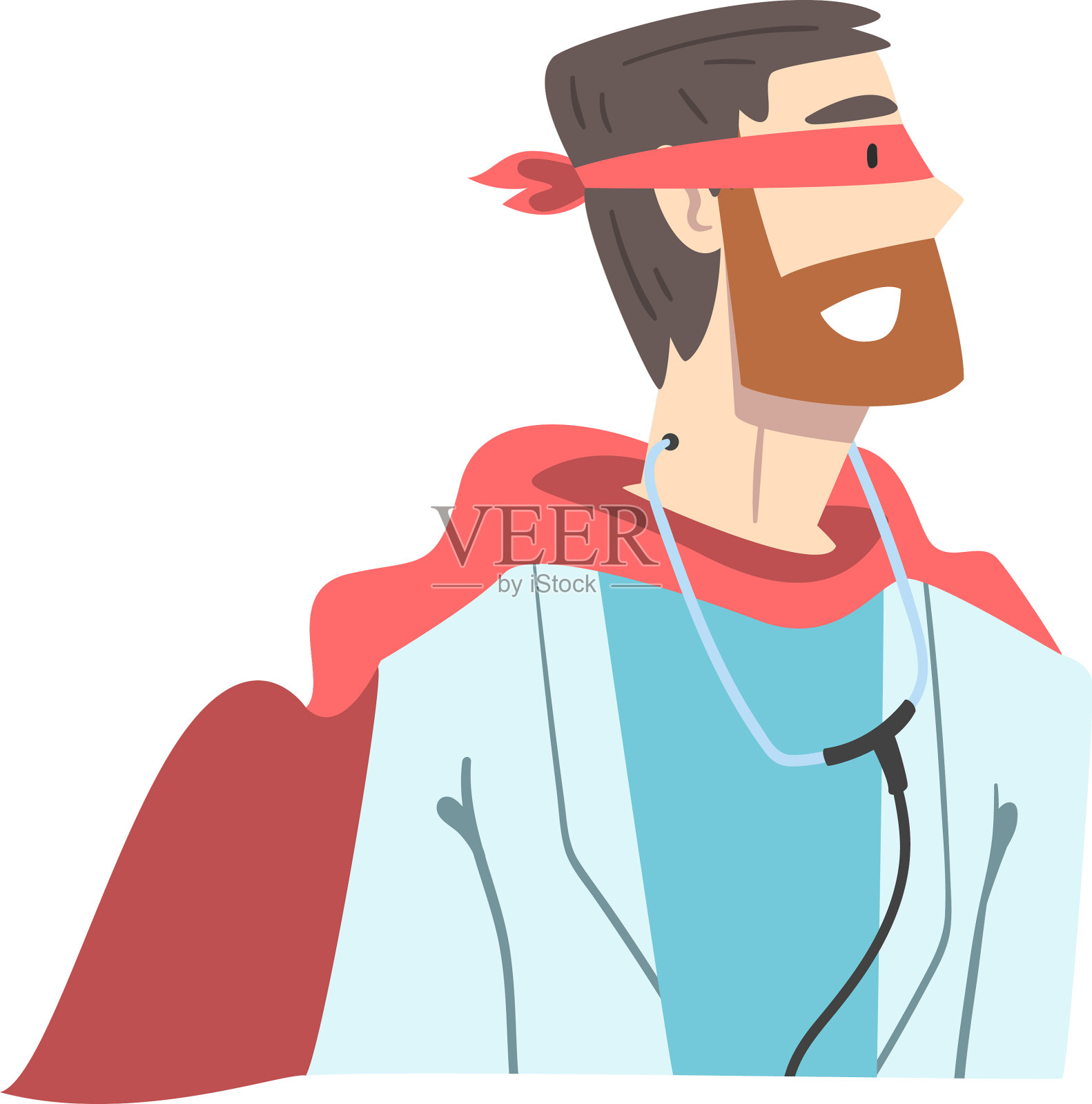 穿着超级英雄服装的开朗男医生设计元素图片