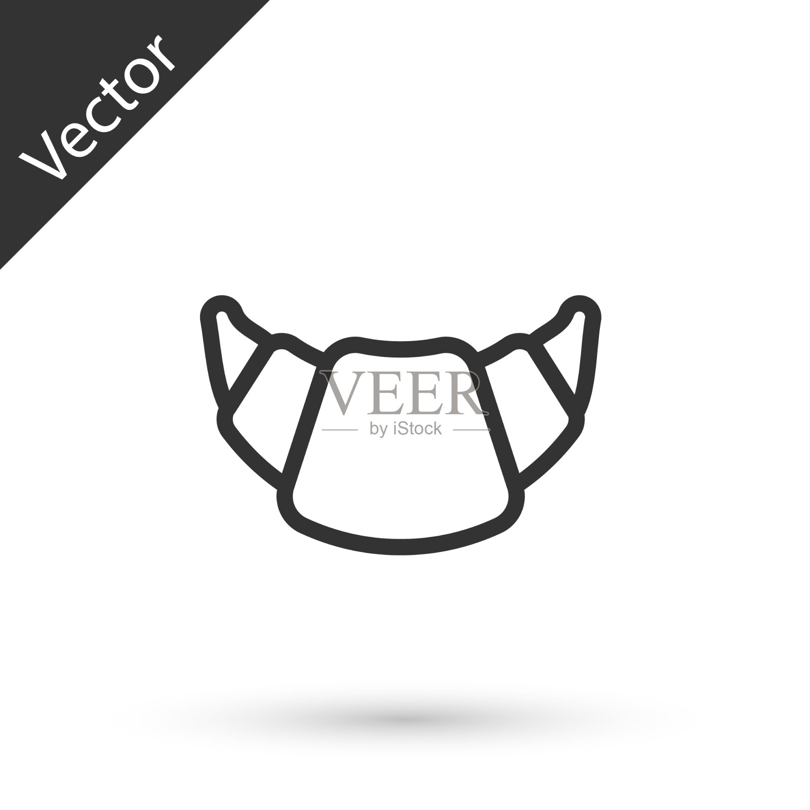 灰色线牛角面包图标孤立在白色插画图片素材