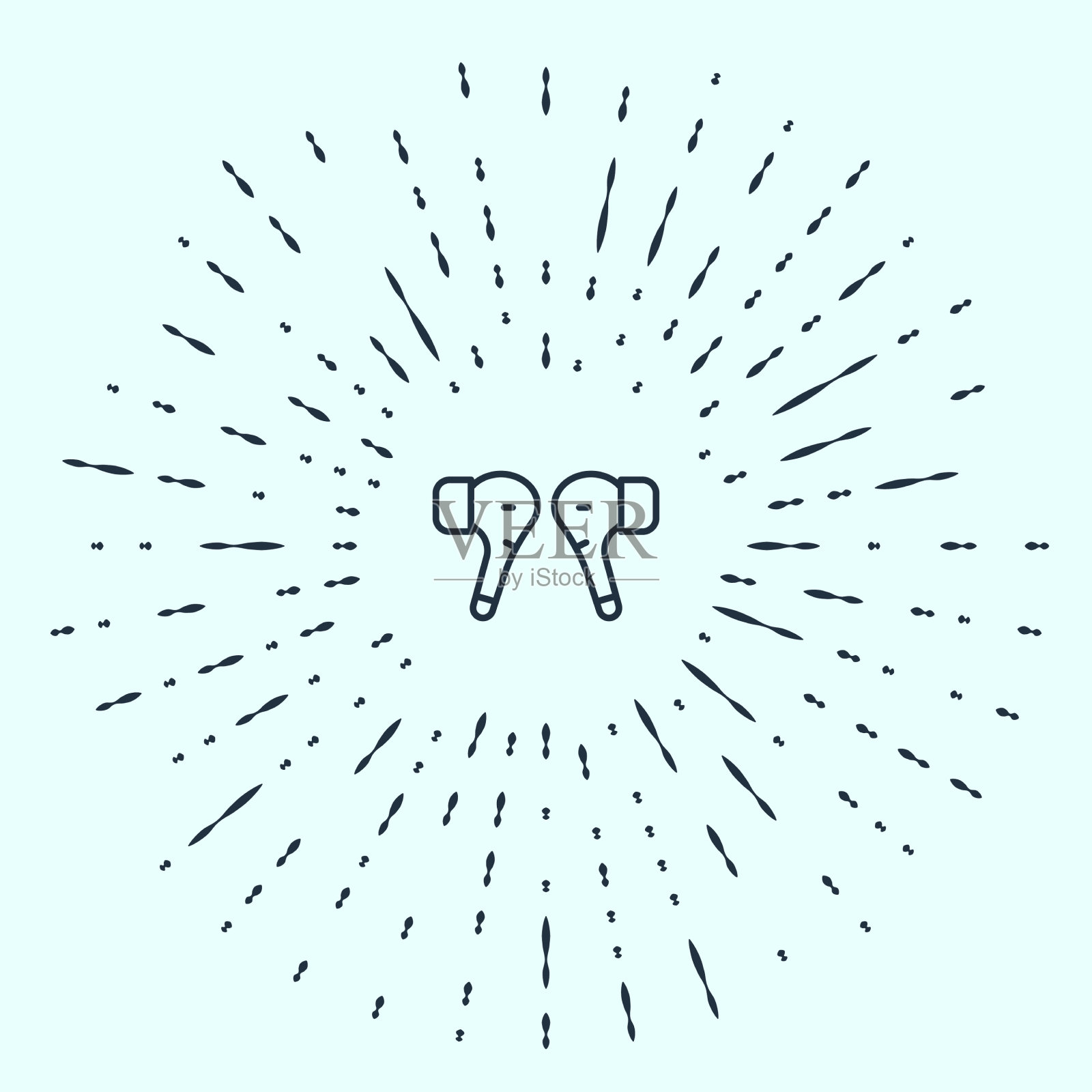 黑色线空气耳机图标图标隔离上插画图片素材