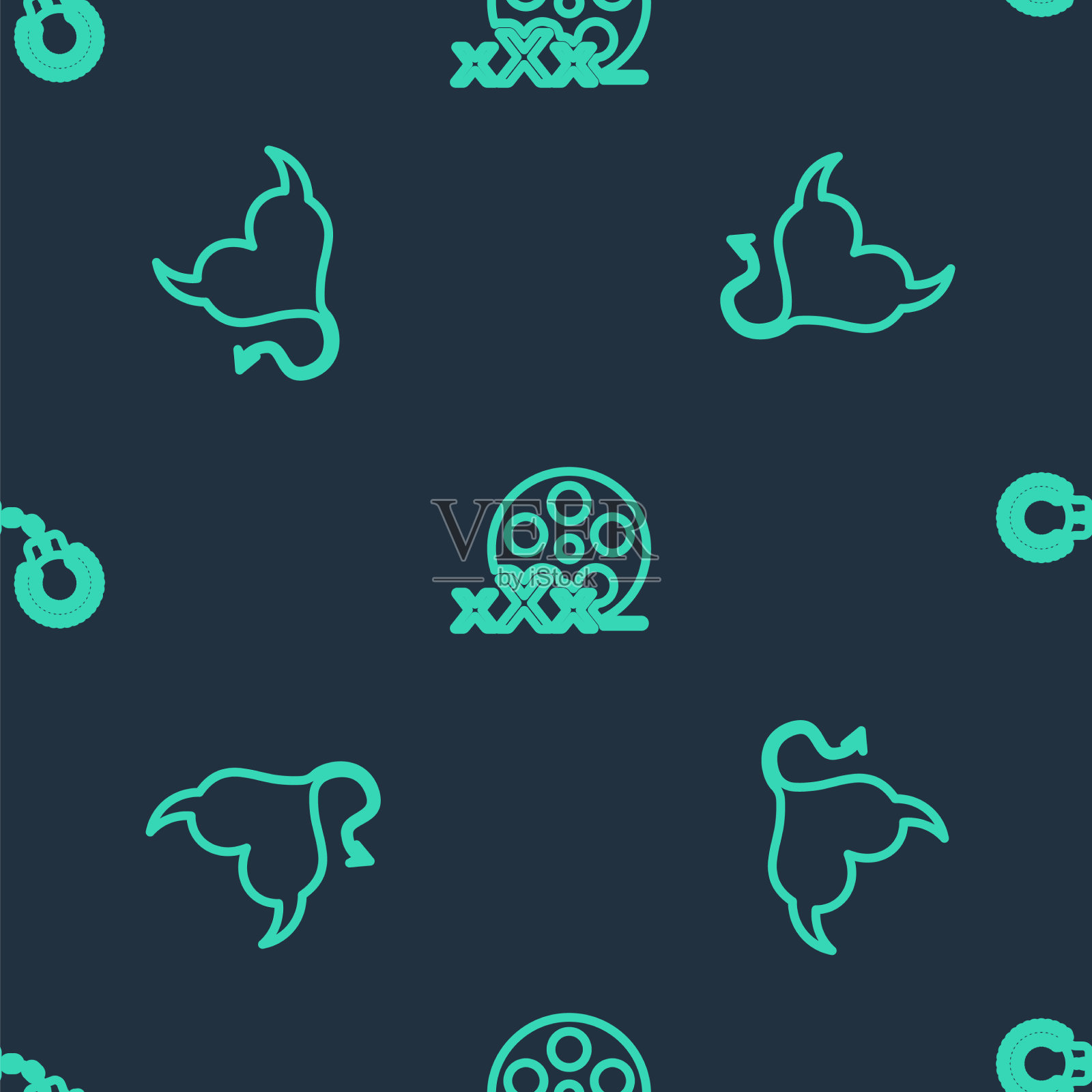 集线电影卷轴与性恶魔心角图标素材