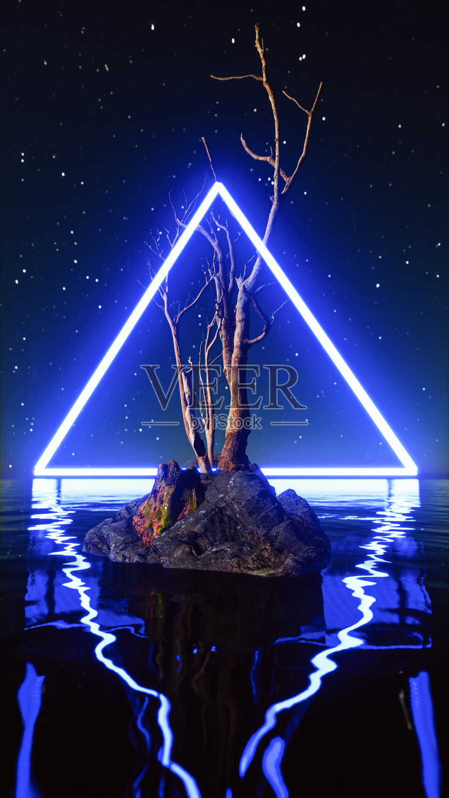 抽象的三角形霓虹灯死岛照片摄影图片