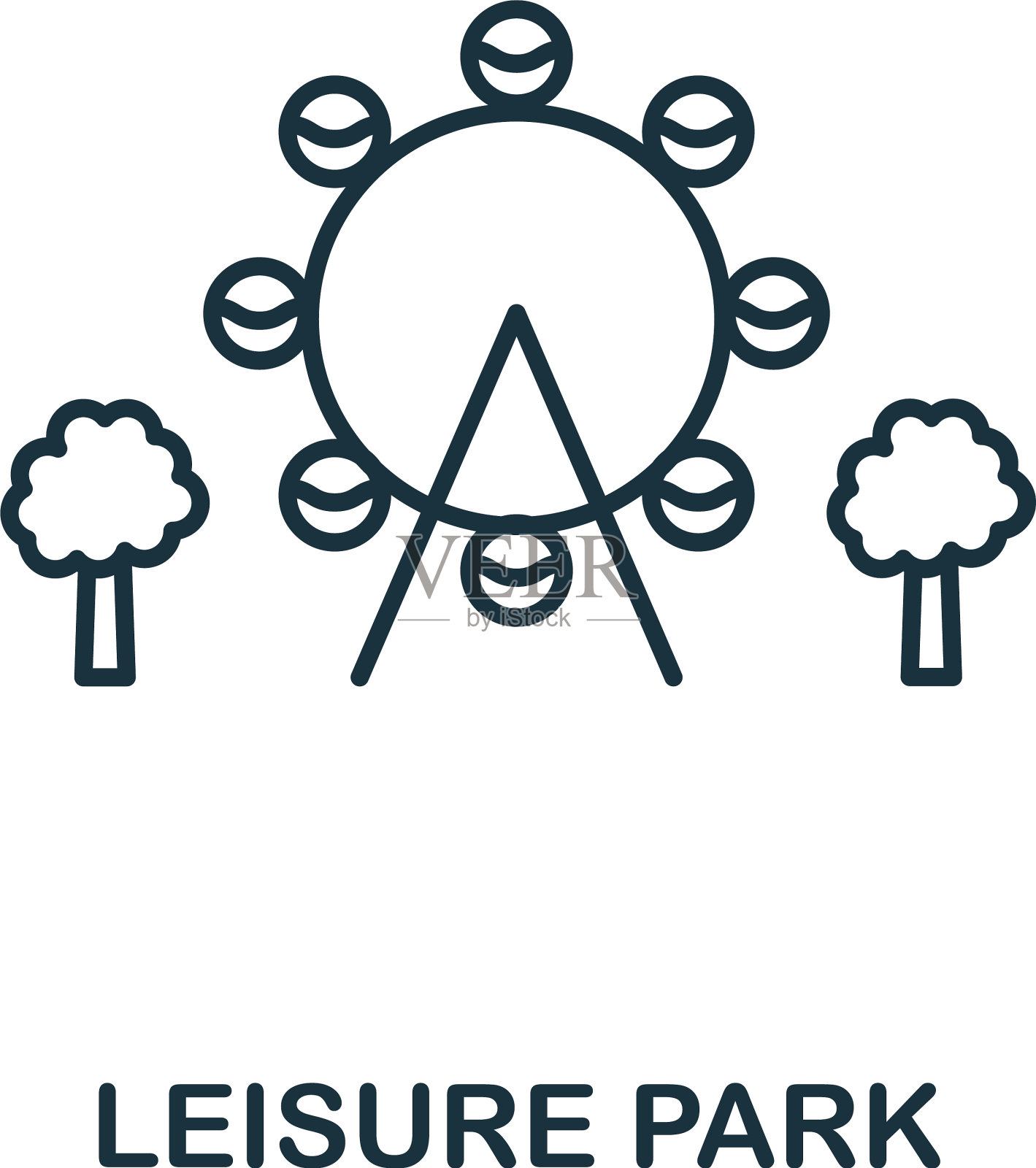 休闲公园轮廓图标瘦削风格的设计源自插画图片素材