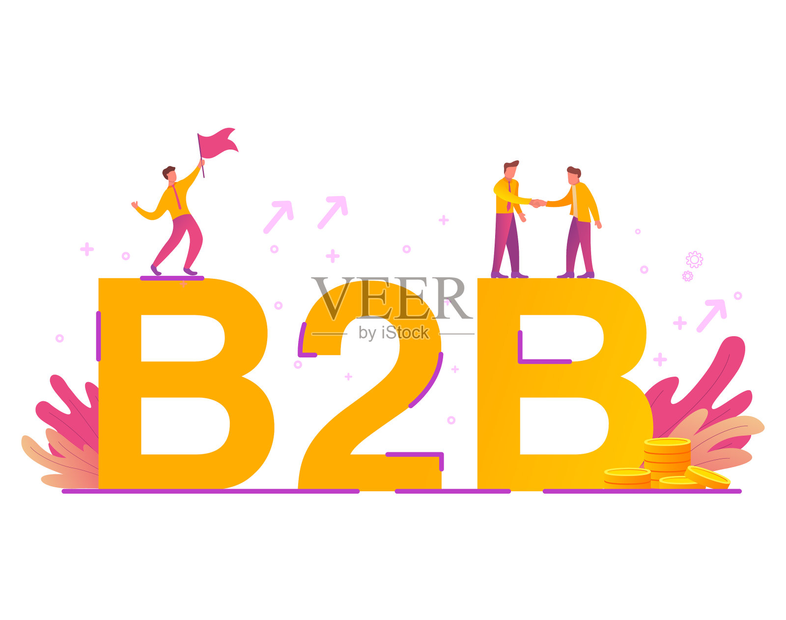 b2bbusiness-to-business沟通营销插画图片素材