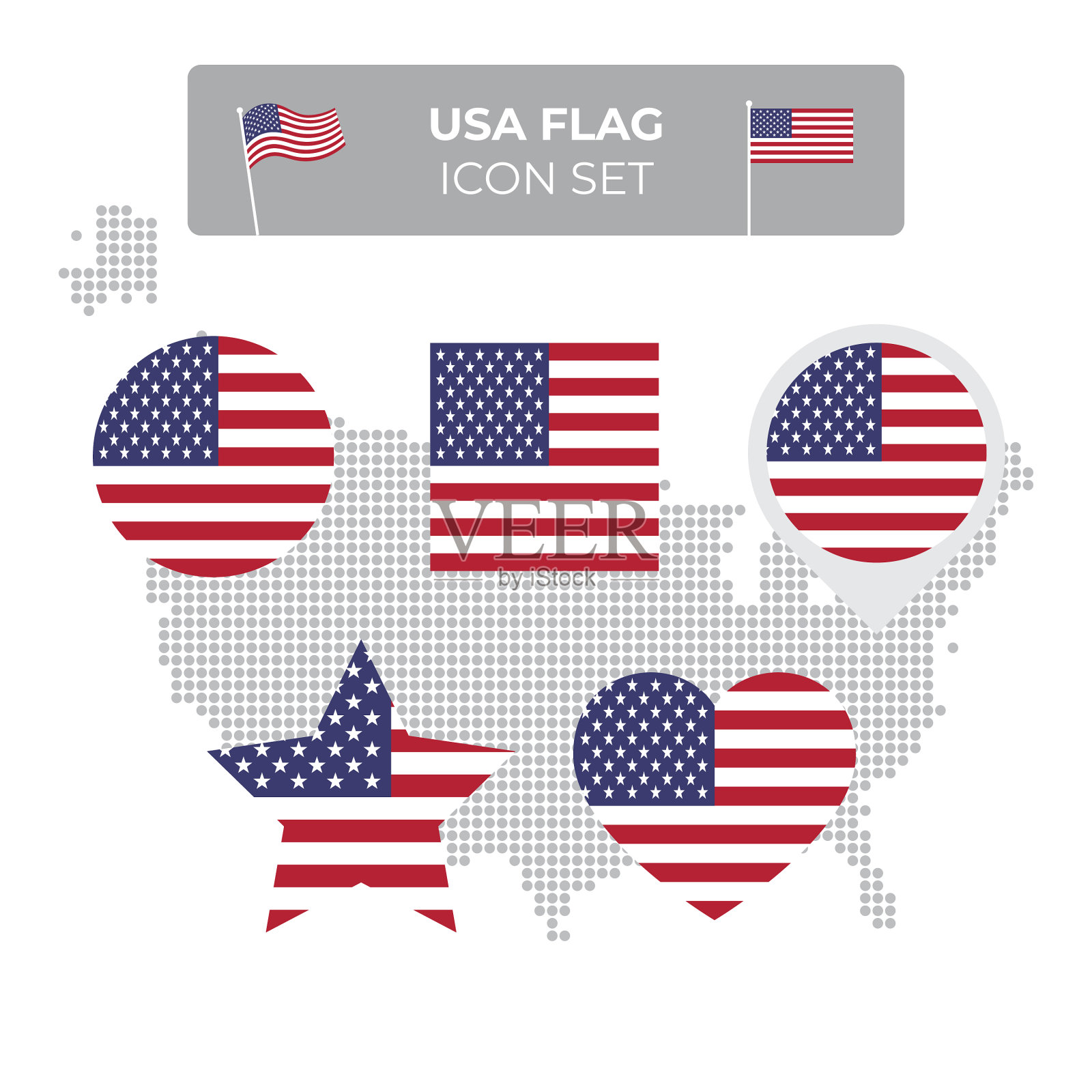 美国国旗图标设置为方形的心图标素材