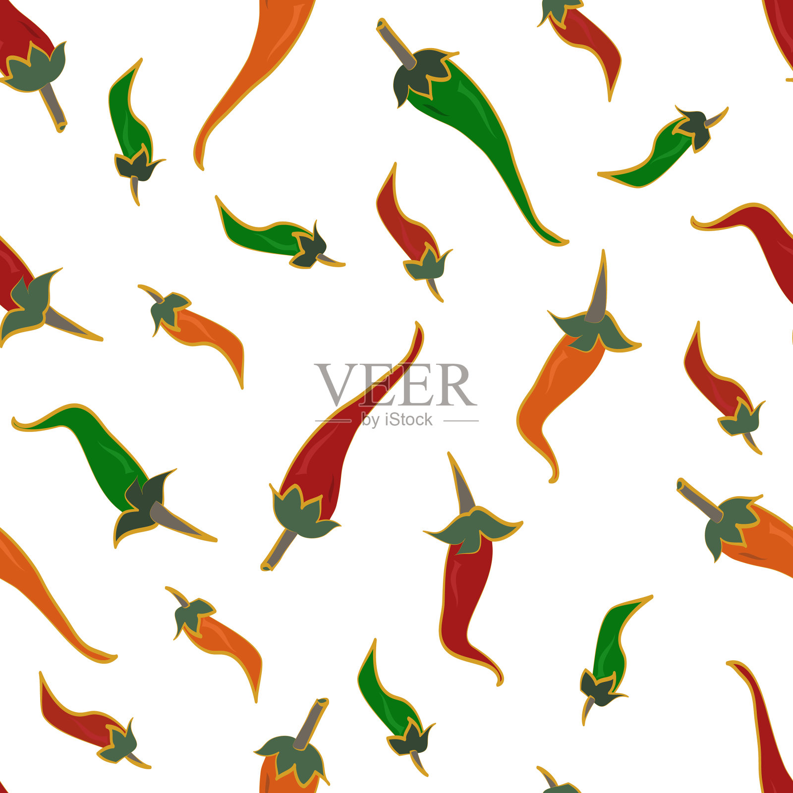 辣椒撒在白面包上插画图片素材