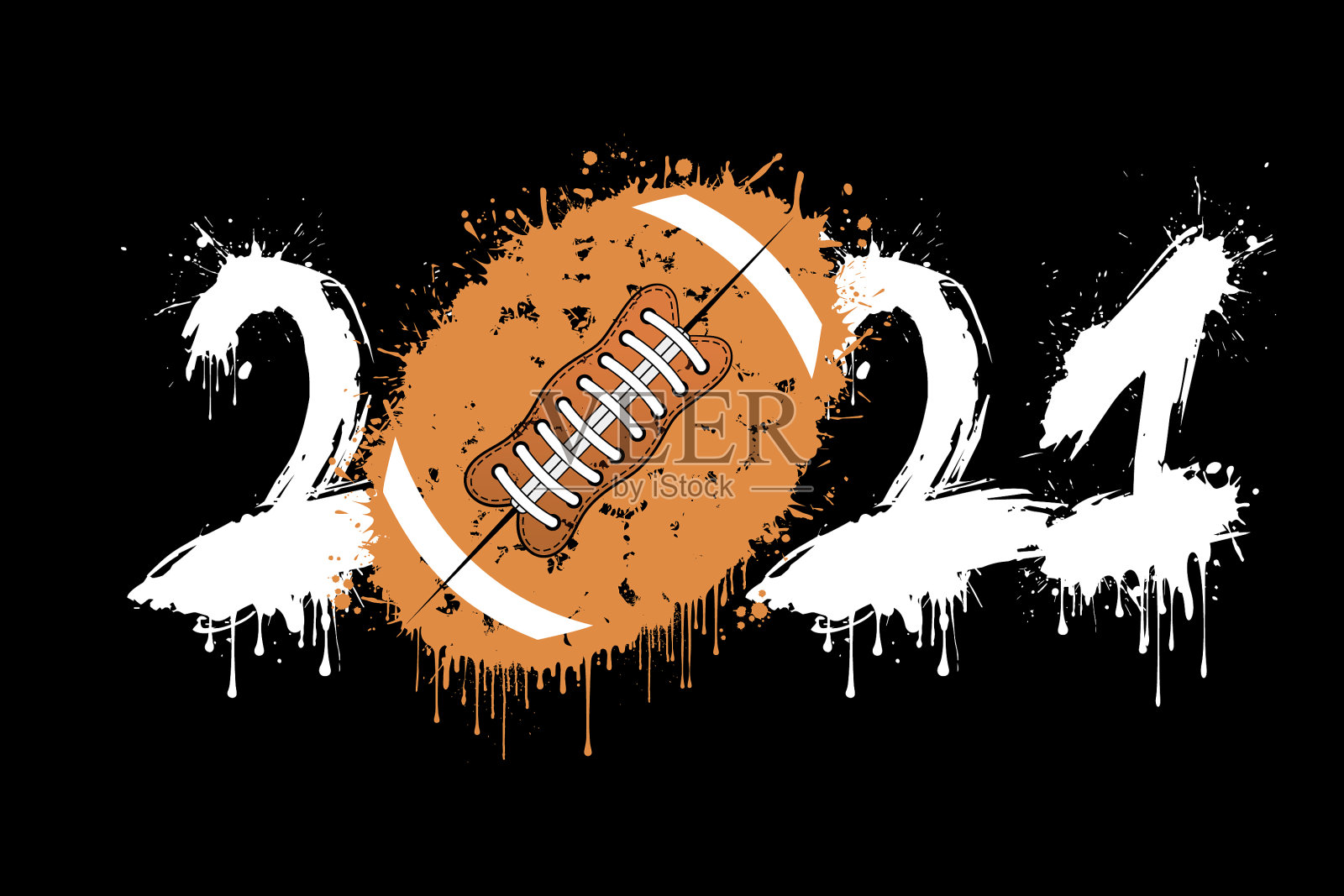 抽象数字2021和足球从污点插画图片素材