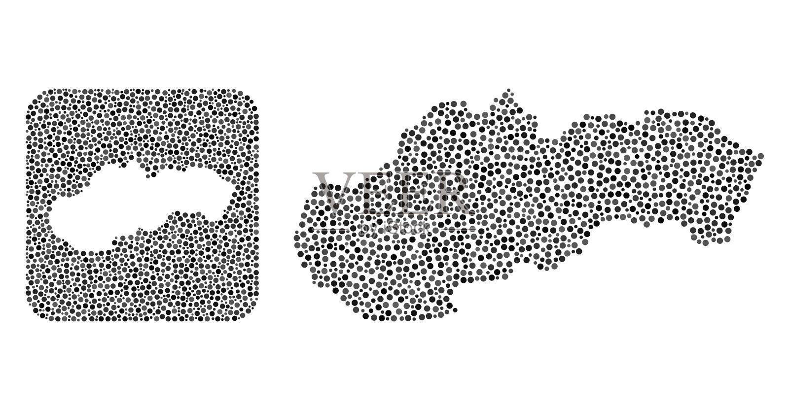 地图斯洛伐克-点马赛克与减法空间插画图片素材