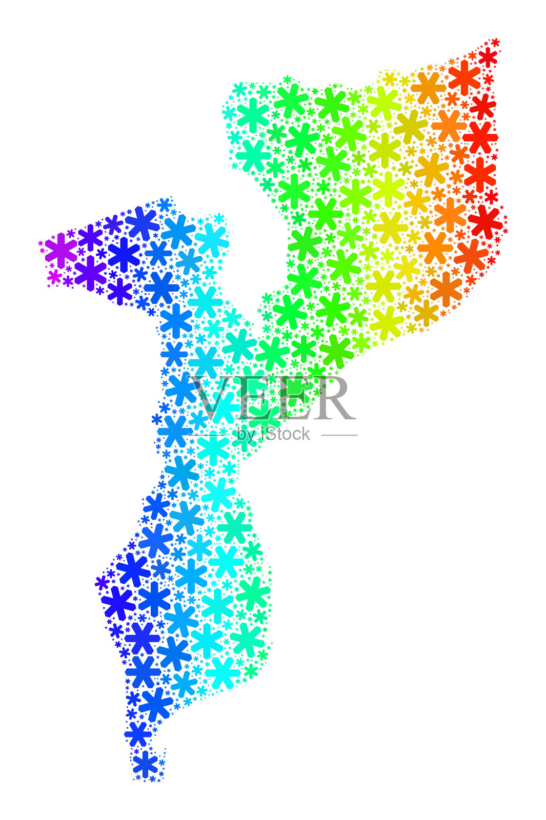 光谱梯度圣诞马赛克莫桑比克地图插画图片素材