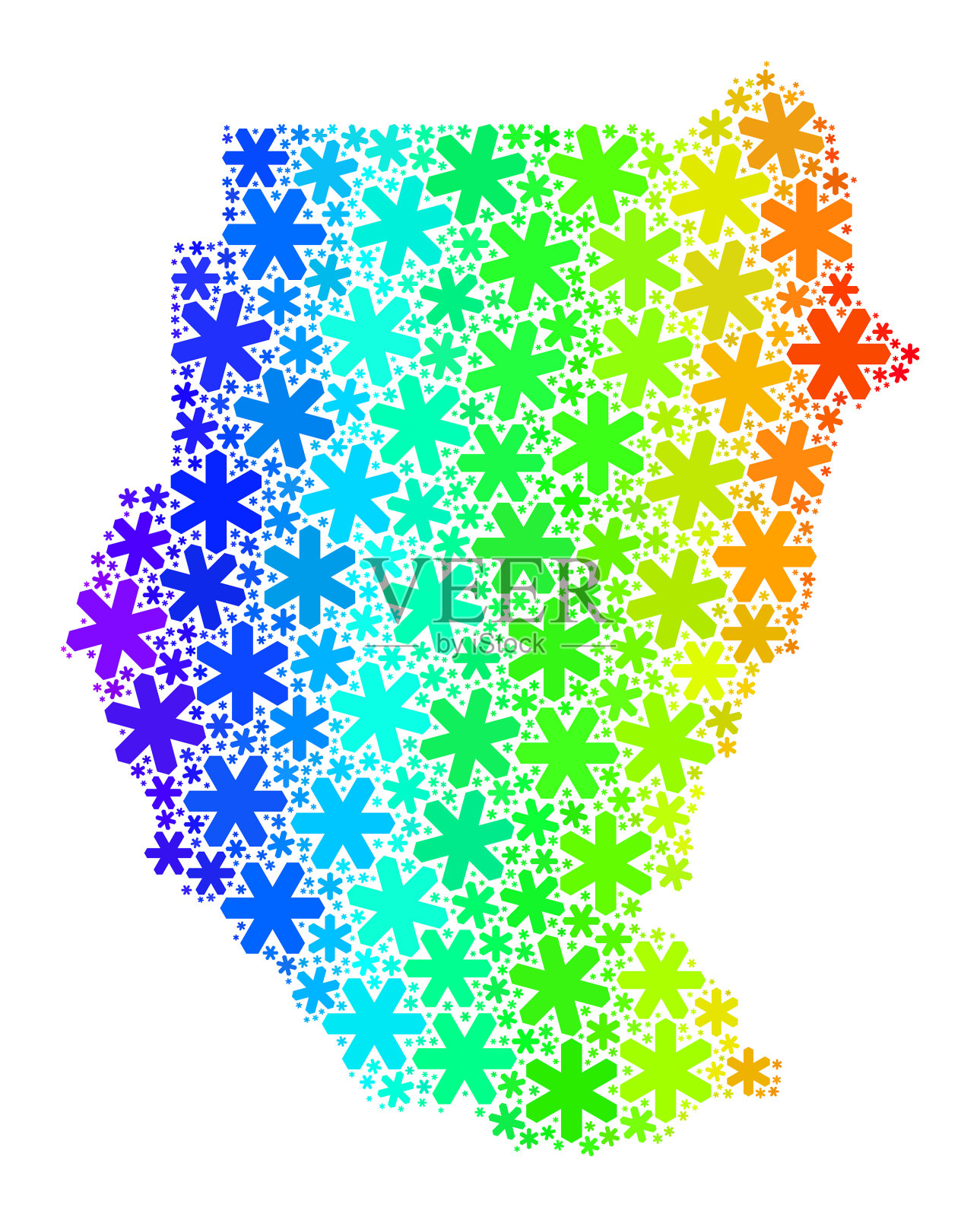 彩虹渐变霜马赛克苏丹地图插画图片素材