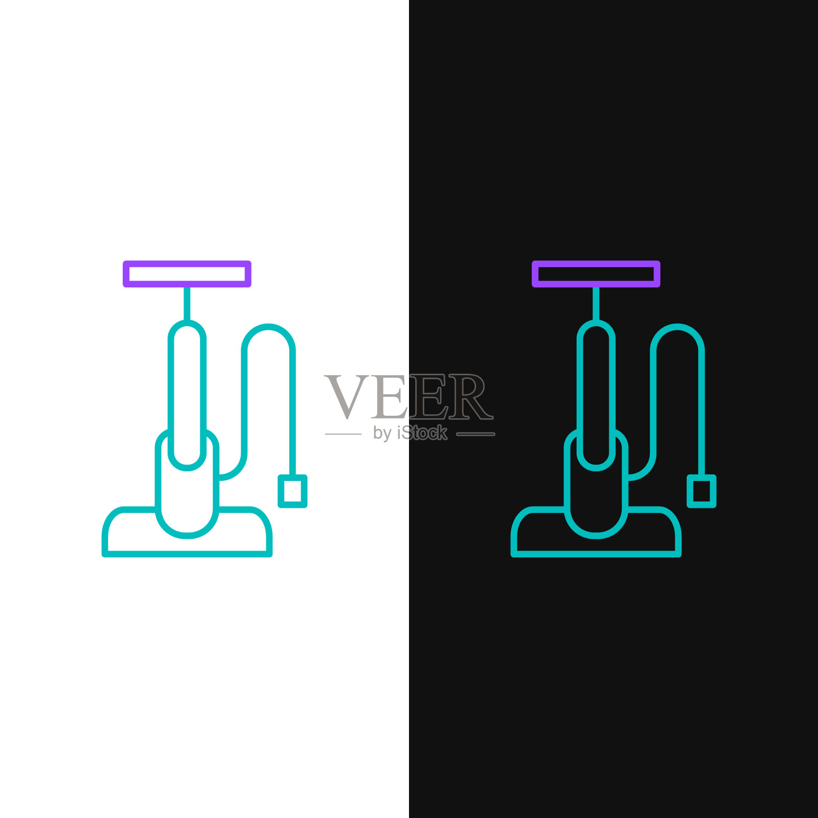 线自行车气泵图标隔离白色和插画图片素材