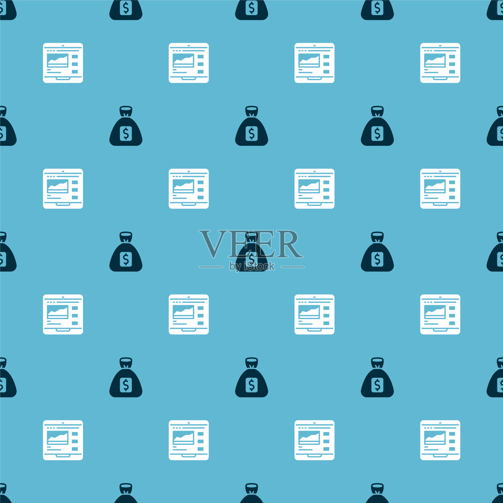 设置钱袋和交易课程无缝图标素材