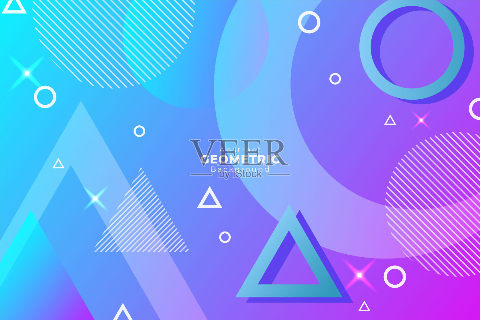 具有发光效果的渐变抽象几何背景，闪亮的蓝色和紫色插画图片素材