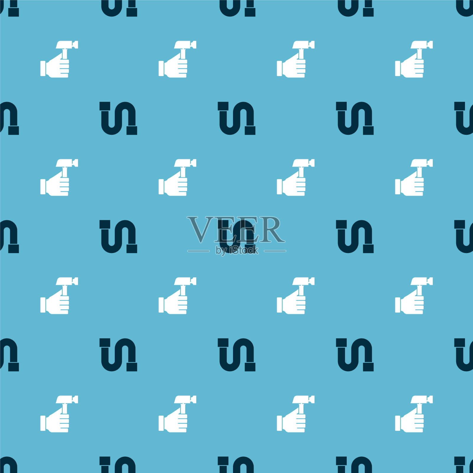 将工业管和锤设置为无缝模式图标素材