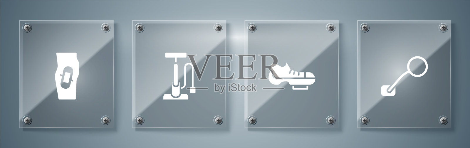 设置自行车后视镜鞋和气泵图标素材