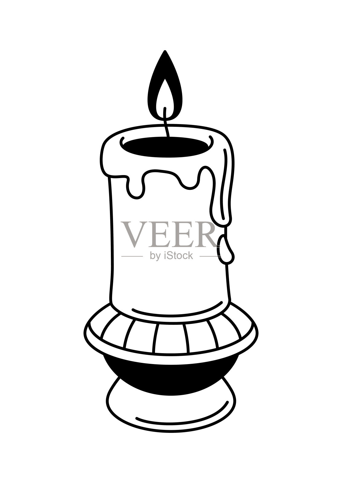 烛台上的魔法古董蜡烛。神秘主义，炼金术，灵性，纹身艺术。插画图片素材