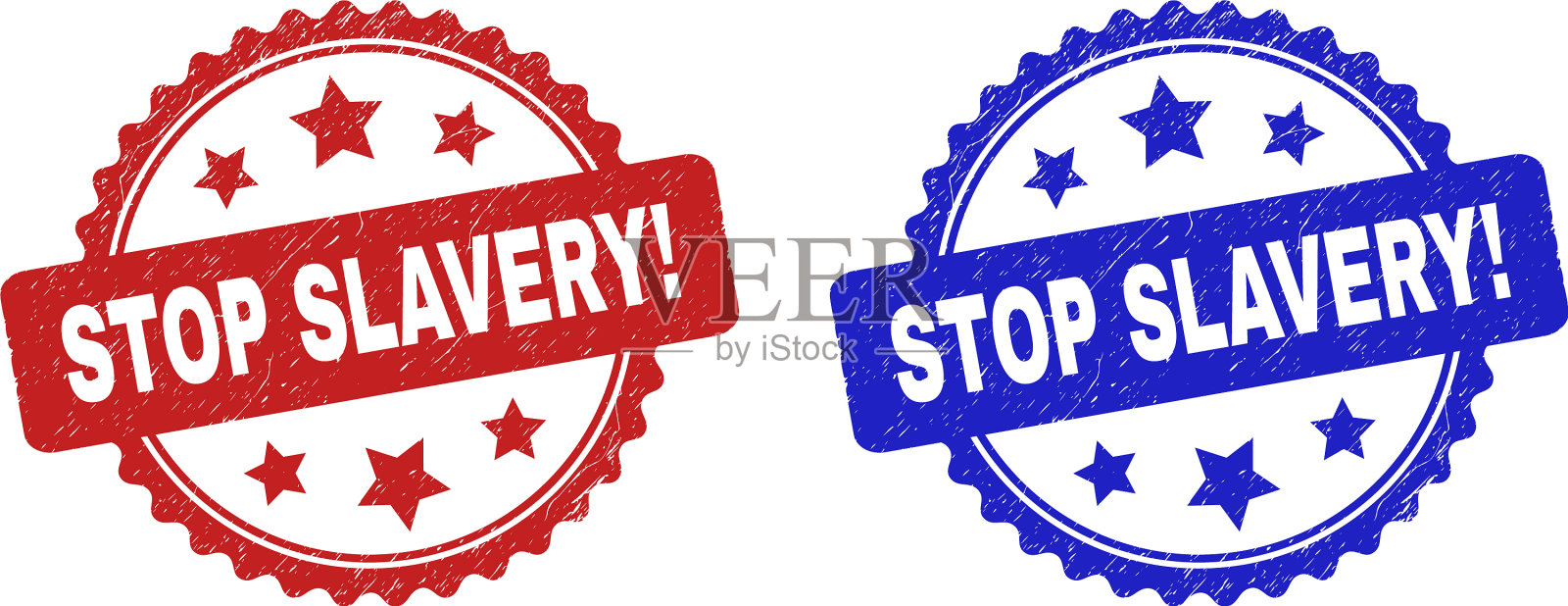 停止奴隶制，惊叹号玫瑰图章印章插画图片素材