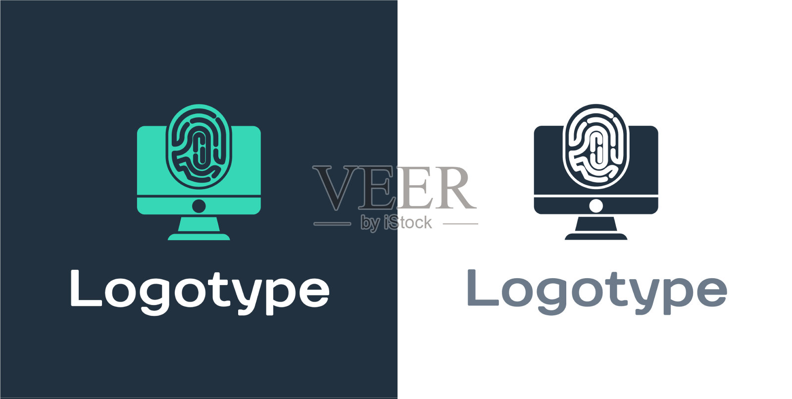 标识式监视器与指纹图标隔离图标素材