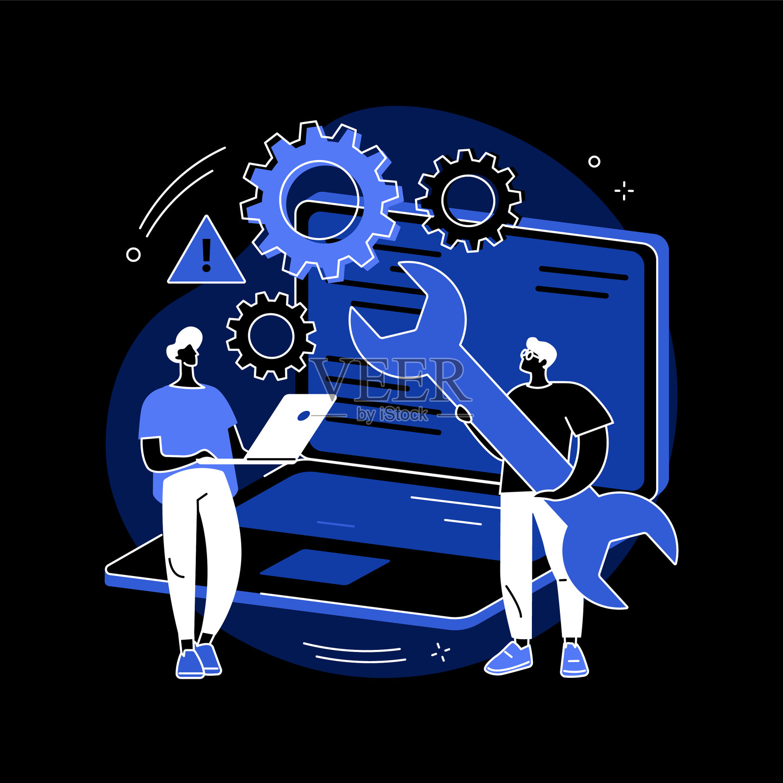 计算机故障诊断抽象概念插画图片素材