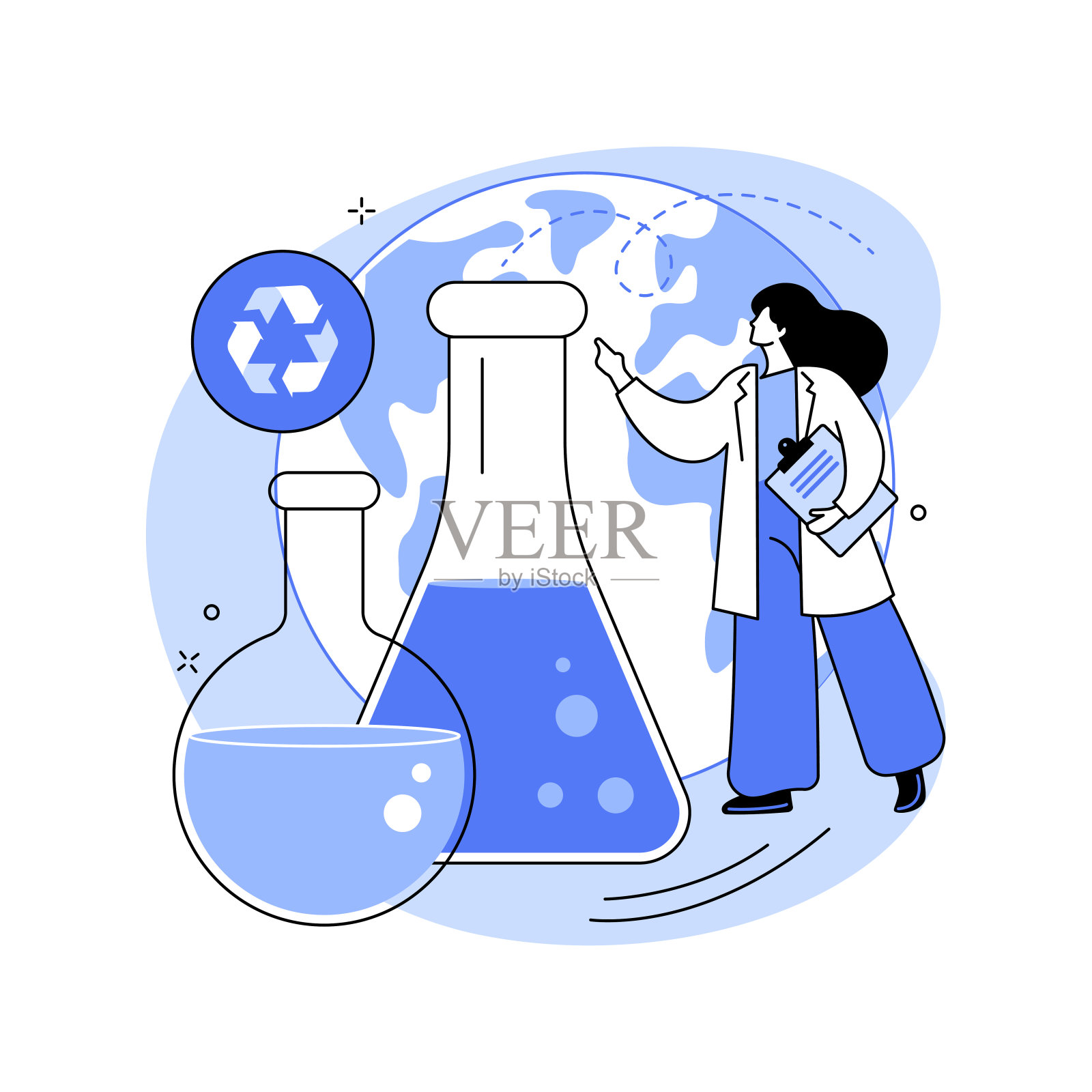 化学循环抽象概念矢量图解。设计元素图片