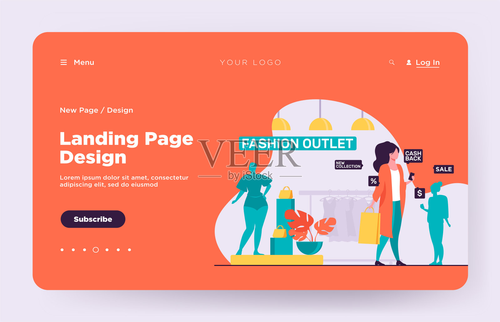 女顾客在时尚商店参观插画图片素材