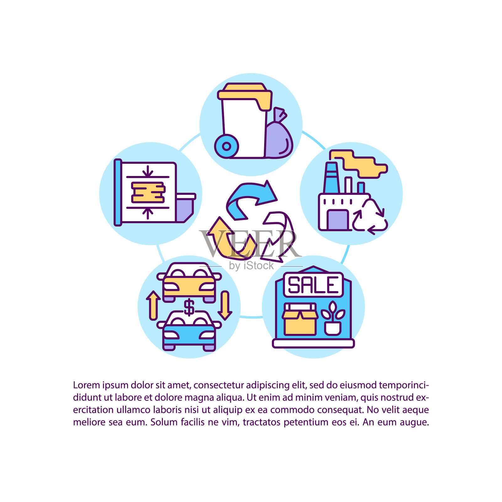 处置商品和服务概念线图标与文字图标素材