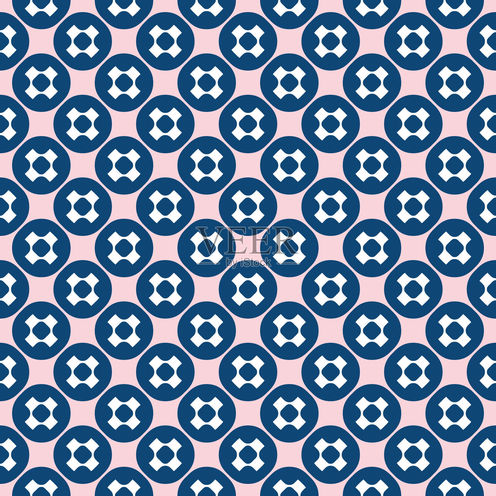 向量无缝模式。时髦的几何结构。粉色，白色，海军蓝插画图片素材