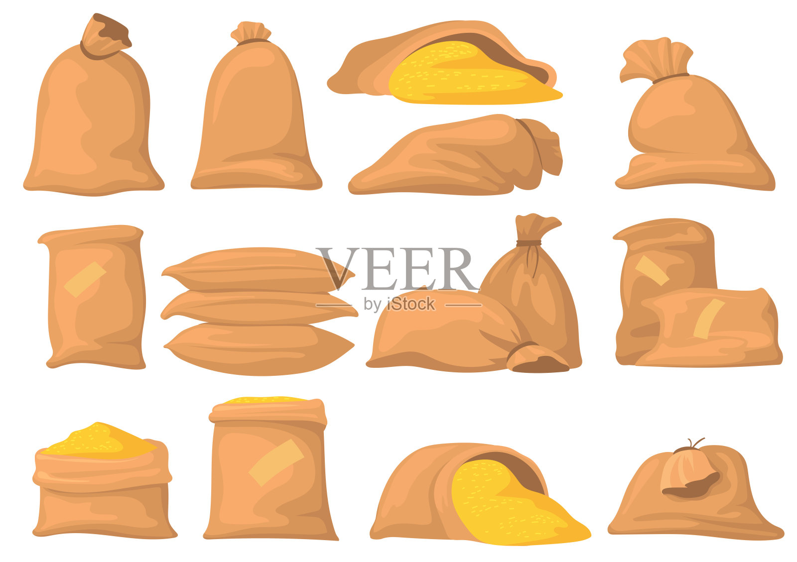 面粉袋，大米，小麦和糖矢量插图设置插画图片素材