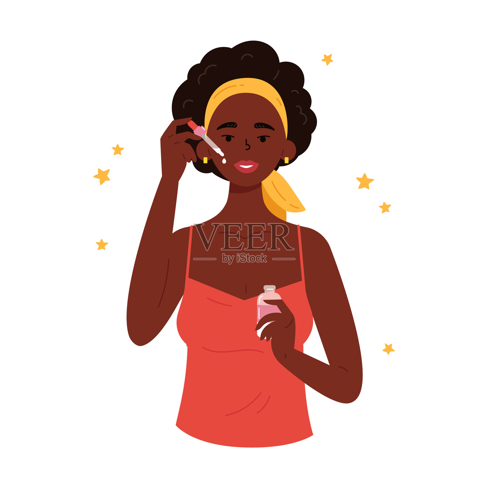 使用面油的抗衰老护肤方法插画图片素材