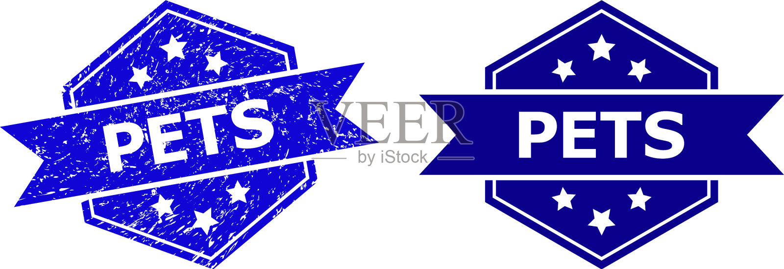 六角宠物水印与刮花纹理插画图片素材