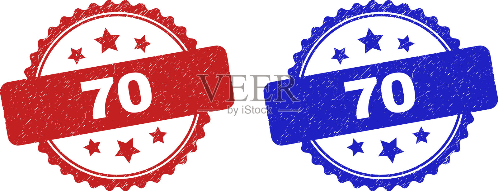 70张玫瑰形邮票，带有垃圾纹理插画图片素材