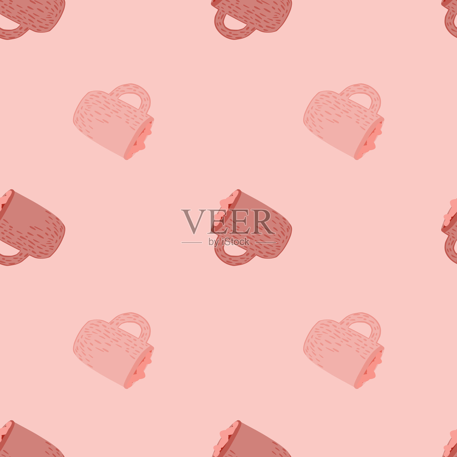 简单的厨房无缝图案与涂鸦热插画图片素材