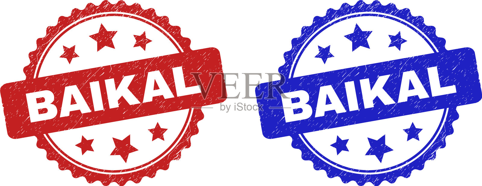 贝加尔湖玫瑰形邮票印章与腐蚀风格插画图片素材