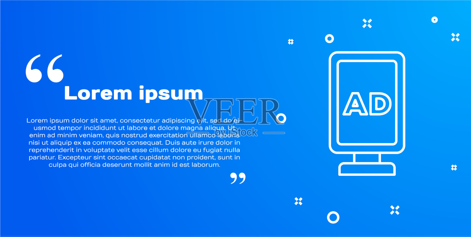 白线广告图标孤立在蓝色插画图片素材