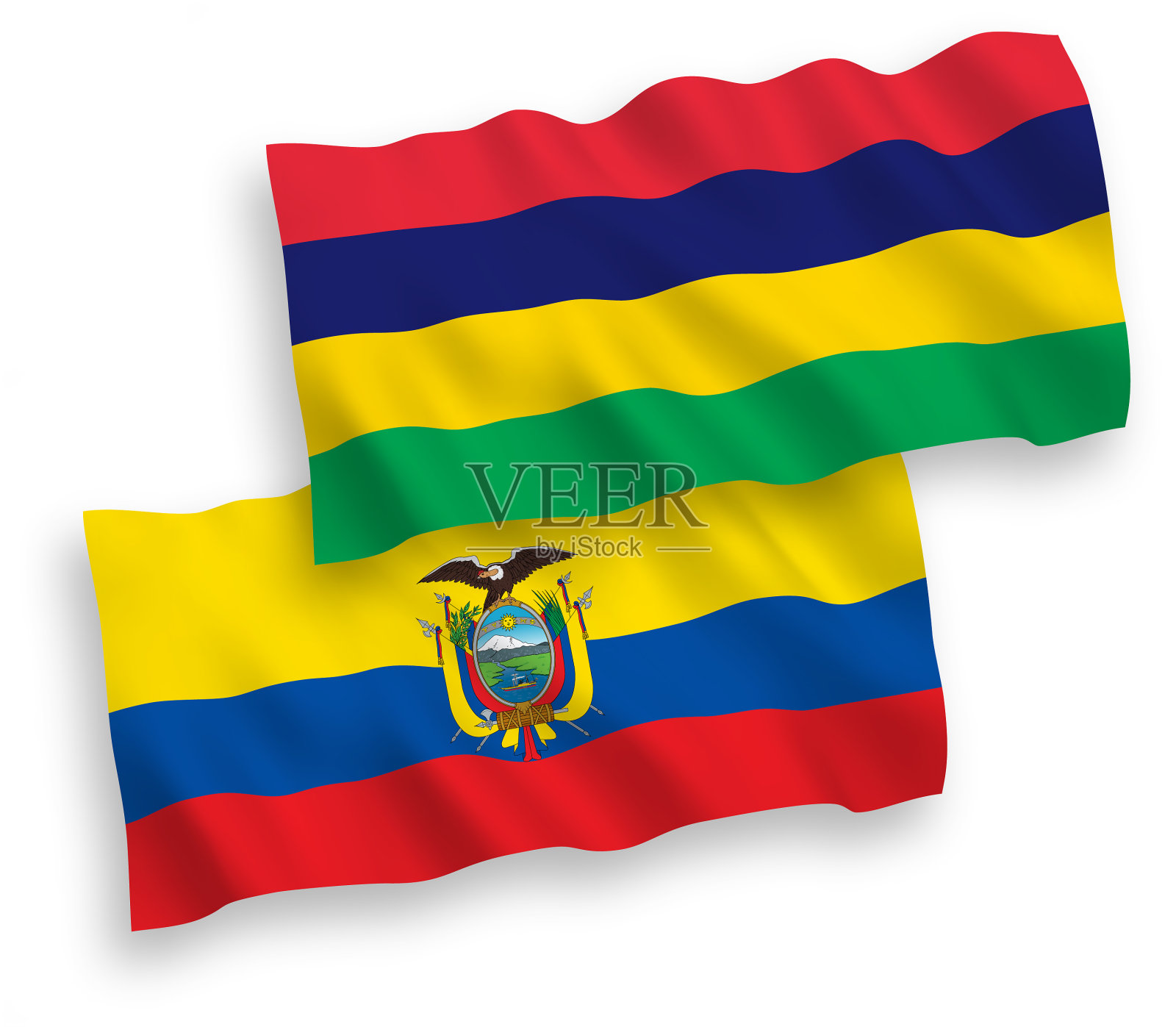 毛里求斯和厄瓜多尔的国旗是白色的设计元素图片