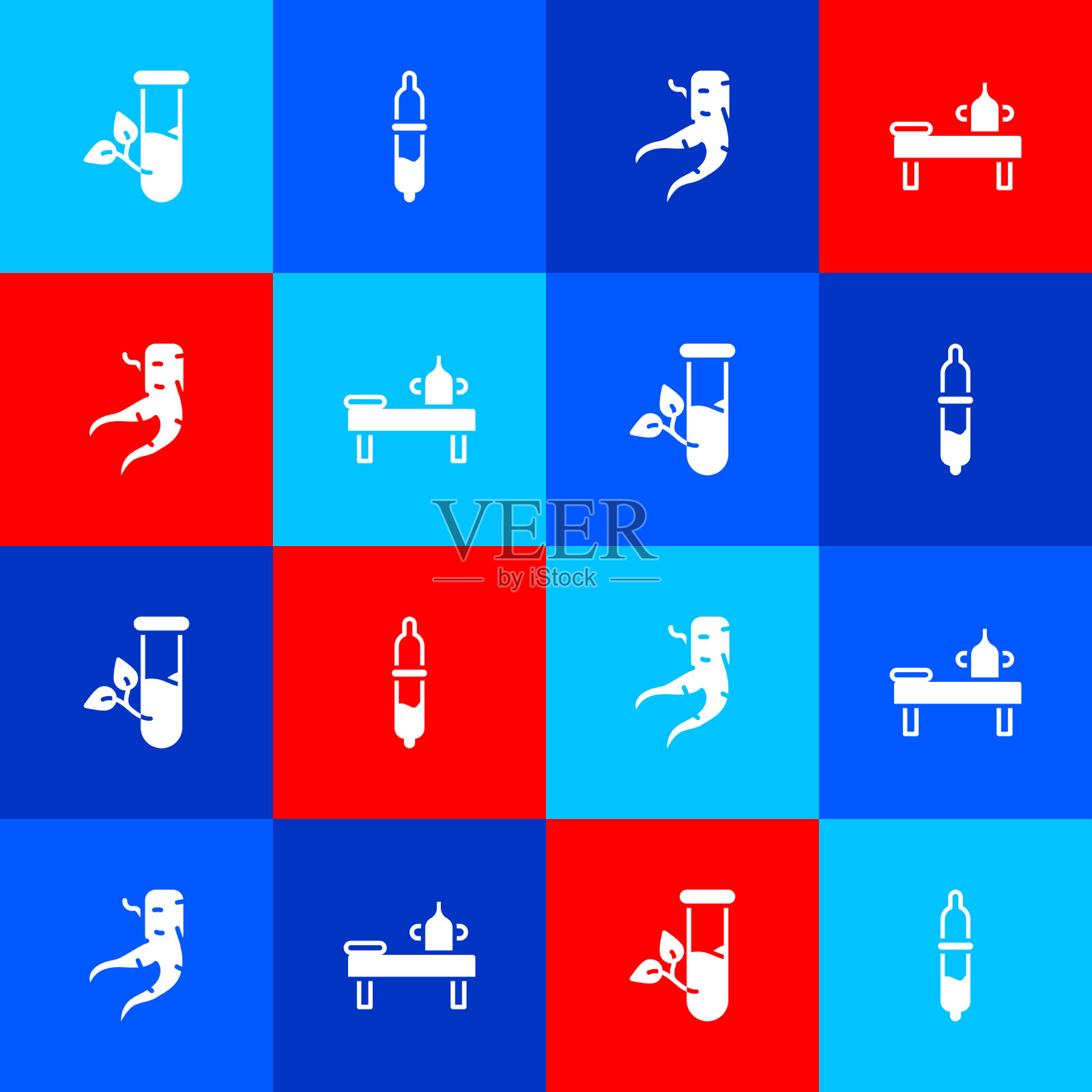 设置实验室玻璃和叶移液管生姜图标素材