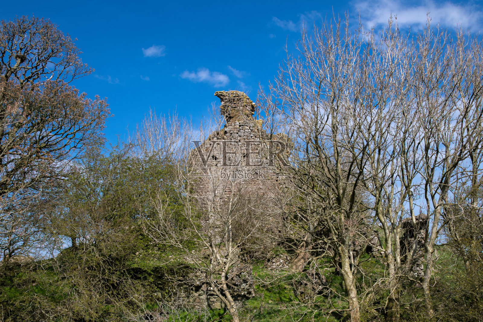 克雷吉城堡的古遗址和北墙苏格兰南艾尔郡照片摄影图片