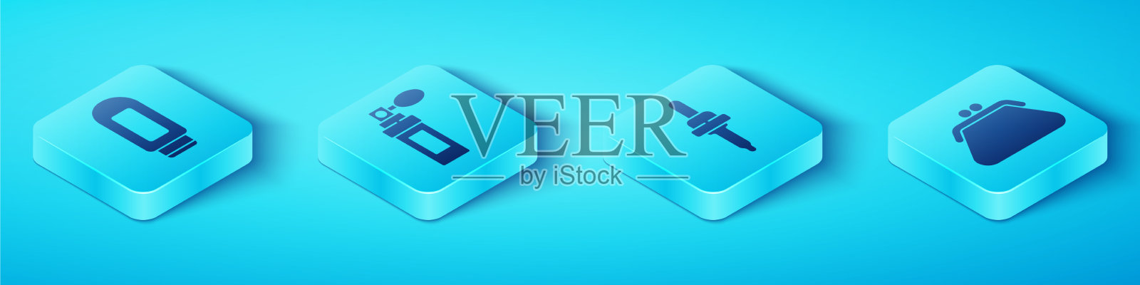 设置等距霜或乳液化妆品管图标素材